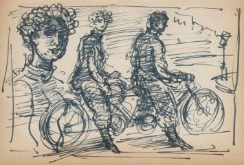 Schets van Frans Masereel, origineel kunstwerk