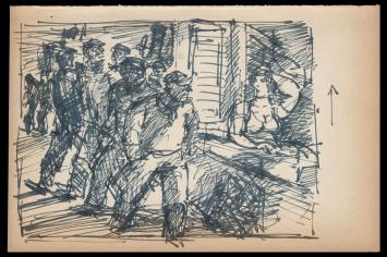 Pentekening van Masereel, bij de hoeren