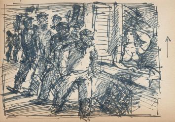 Schets van Frans Masereel op papier