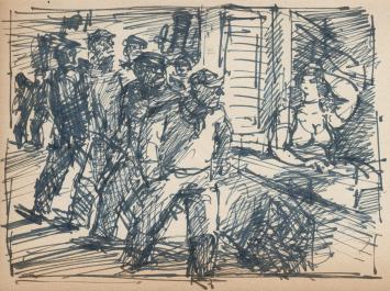 Tekening van Frans Masereel uit zijn schetsboek