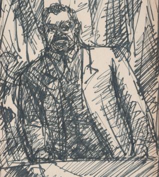 Originele tekening van Frans Masereel uit zijn schetsboek