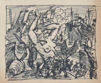 Studieschets van F. Masereel op papier