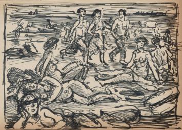 Mensen op het strand van F. Masereel kopen