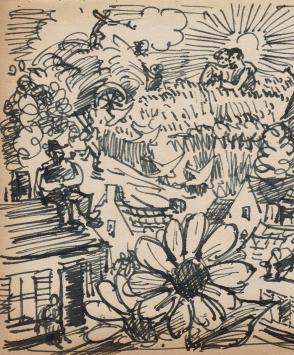 Tekeningen van Frans Masereel uit zijn schetsboek