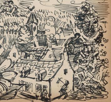 Studieschets van F. Masereel op papier