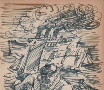 Studieschets van F. Masereel, schipper met kind