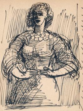 Originele tekening van Frans Masereel uit zijn schetsboek