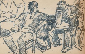 Tekening van Frans Masereel uit zijn schetsboek