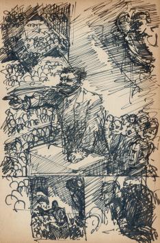 Kleine schets op papier van Frans Masereel kopen