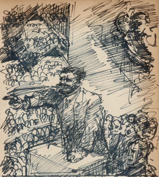 Tekening van Frans Masereel uit zijn schetsboek
