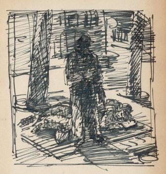 Kleine schets op papier van Frans Masereel