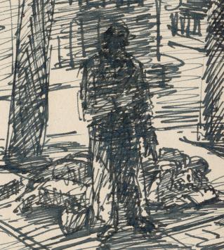 Tekening van Frans Masereel uit zijn schetsboek