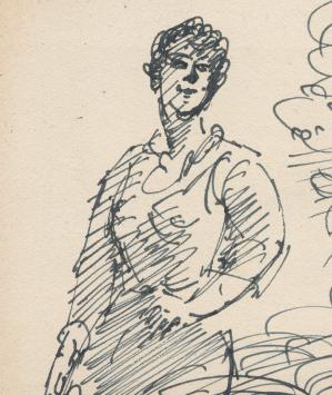 Pentekening van Frans Masereel uit zijn schetsboek