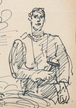 Kunstwerk van F. Masereel kopen, kleine schets op papier