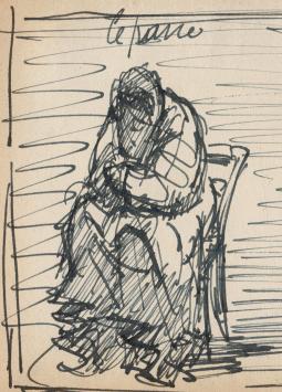 Pentekening van Frans Masereel uit zijn schetsboek
