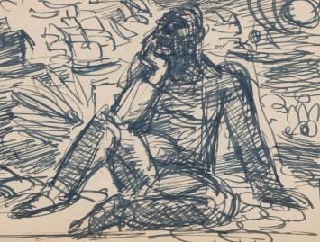 Tekening van Frans Masereel uit zijn schetsboek