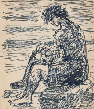 Schets van Frans Masereel uit zijn schetsboek 1940