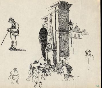 Tekeningen van Frans Masereel, schetsen op papier