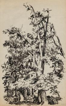 Tekening van Frans Masereel op papier uit vroege periode