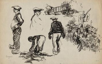 Schetsen van Frans Masereel op papier uit vroege periode