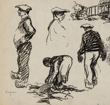 Verschillende schetsen van Frans Masereel uit zijn schetsboek