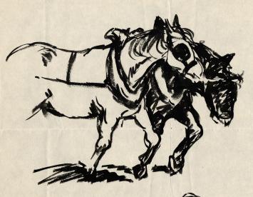 Verschillende schetsen van Frans Masereel uit zijn schetsboek