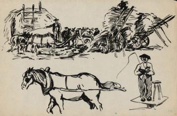 Schetsen van Frans Masereel op papier uit vroege periode