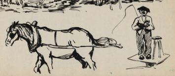 Verschillende schetsen van Frans Masereel uit zijn schetsboek