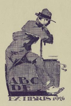 Belgische graficus Armand Massonet  met een litho