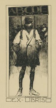 Belgische graficus Armand Massonet  met een litho