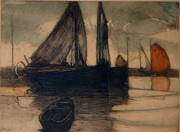Genummerde ets van de kunstenaar Paul Masui