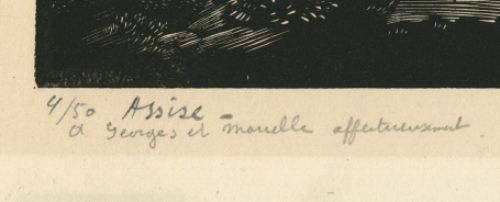 Houtsnede van de Belgische kunstschilder Maurice Brocas