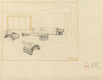 Belgische architect Maurice Carlier  met een tekening