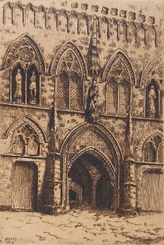 Maurice-Emile Blieck met een ets van Yper of Ypres