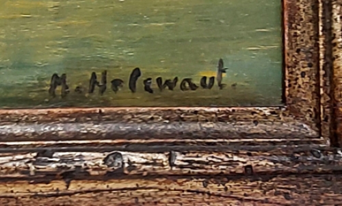 Schilderij bord van Maurits Helewaut