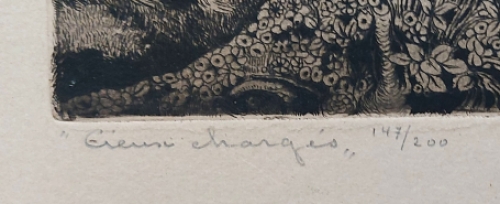 Grote gesigneerde ets van Maurice Langaskens kopen