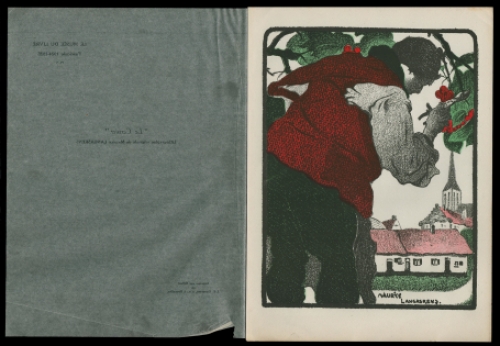Kleuren litho van de Belgische kunstenaar Maurice Langaskens