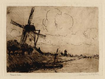 Maurice Seghers met een ets van Damme