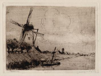 Maurice Seghers met een ets van Damme