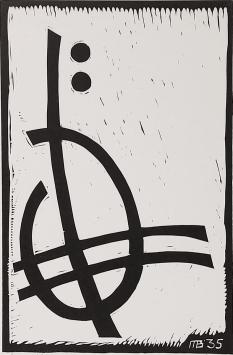 Gesigneerde linocut of linosnede van Maurits Bilcke