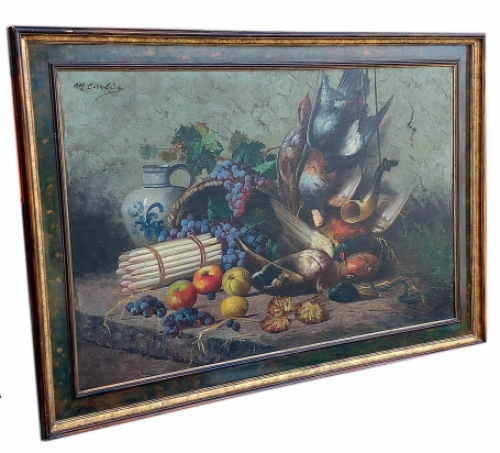 Groot Jachtstilleven met groenten en fruit