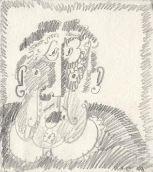 Belgische graficus Max Lapiower met een potloodtekening
