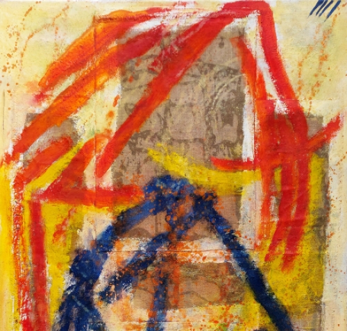 Marie-Christine Meersschaert  met een abstract kunstwerkje