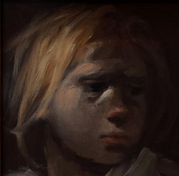 De Belgische kunstenares Marthe De Spiegeleir met een jongentje