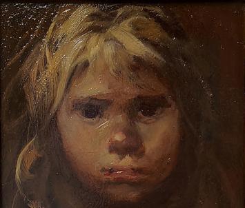 De Belgische kunstenares Marthe De Spiegeleir met een meisje