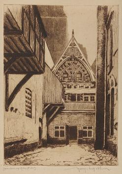 Maurice-Emile Blieck met een ets van Yper of Ypres