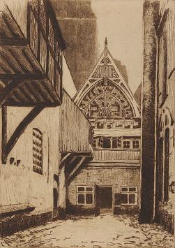 Maurice-Emile Blieck met een ets in kader