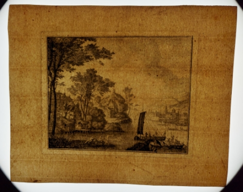 Rivierlandschap met zwemmers