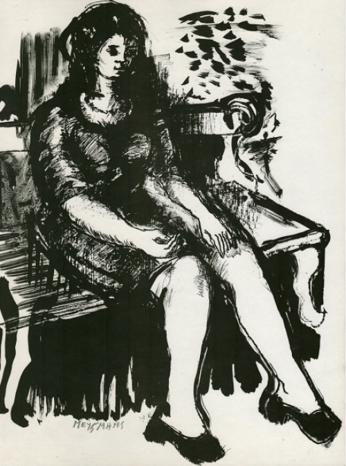 Expressieve dame van de Belgische kunstenaar Willy Meysmans