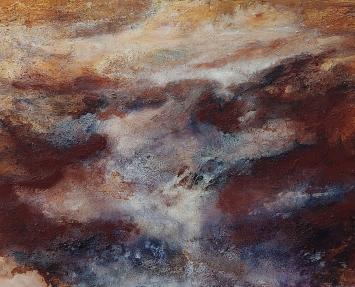 Silence is the Answer – abstract schilderij in aardetinten door Mia Moreaux, gesigneerd voor- en achterzijde, 160 x 120 cm
